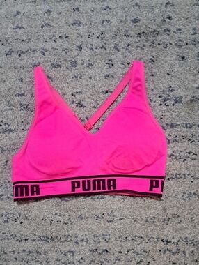 Puma Neon Pink Logo Sports Bralette